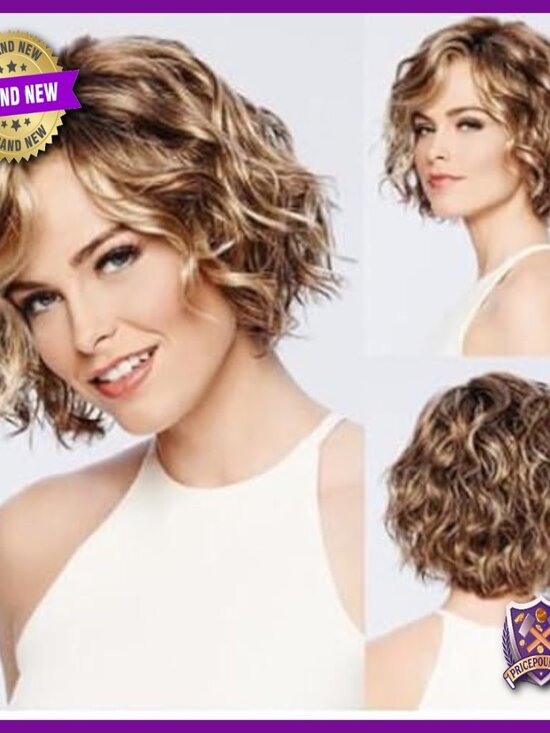 Short Wavy Bob Wig with Bangs, Heat Resistant, Breathable Cap, Lightweight